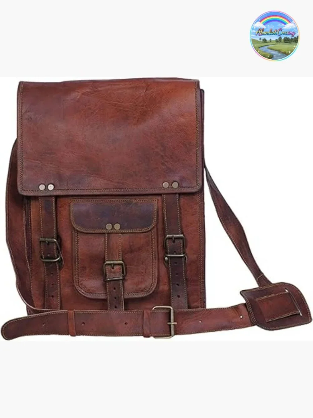 Full Grain Leather Messenger Satchel Bag 11